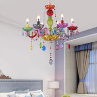 Nepkaars Hanglamp Mooie Glazen Multi-Kleurige Kroonluchter met Druppel Kristal voor Kleuterschool