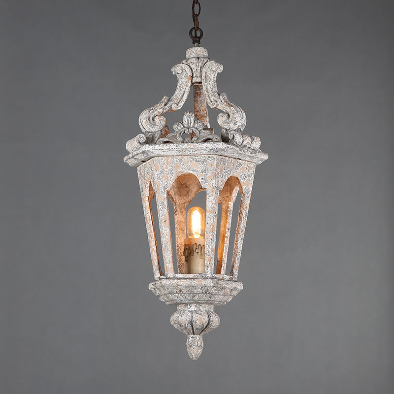 Plattelands Pavilion Hanglamp 1-Licht Verweerd Houten Hanglamp voor Woonkamer