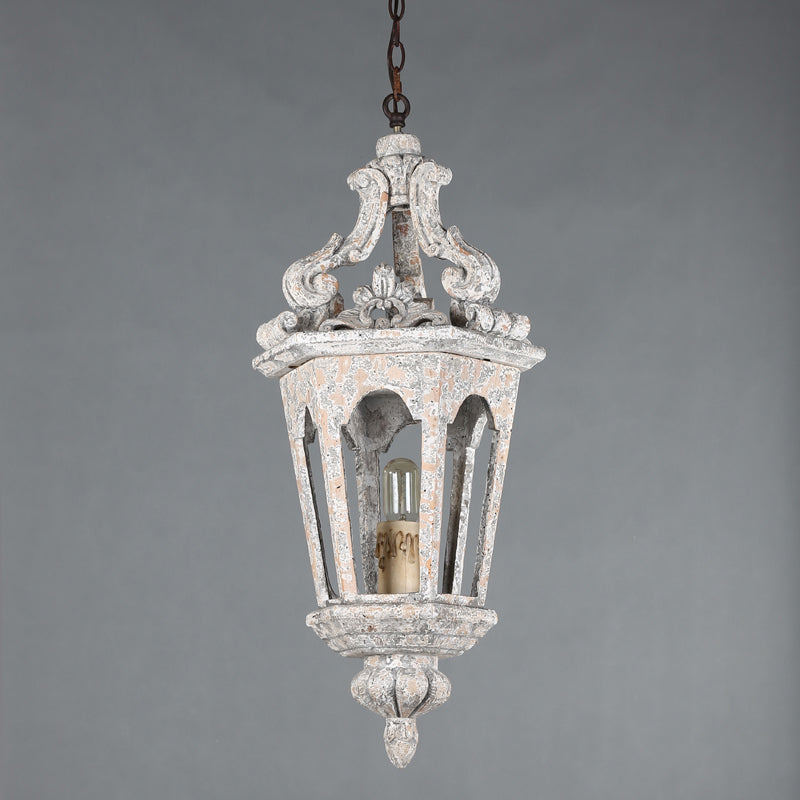 Plattelands Pavilion Hanglamp 1-Licht Verweerd Houten Hanglamp voor Woonkamer