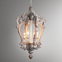Plattelands Pavilion Hanglamp 1-Licht Verweerd Houten Hanglamp voor Woonkamer