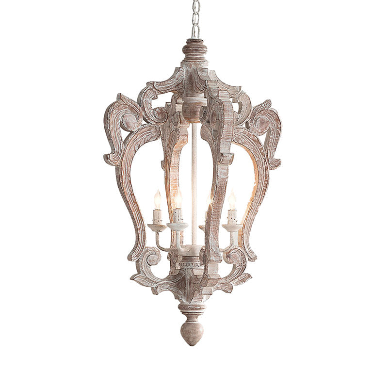 Plattelands Pavilion Hanglamp 1-Licht Verweerd Houten Hanglamp voor Woonkamer