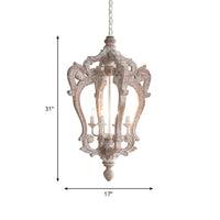 Plattelands Pavilion Hanglamp 1-Licht Verweerd Houten Hanglamp voor Woonkamer