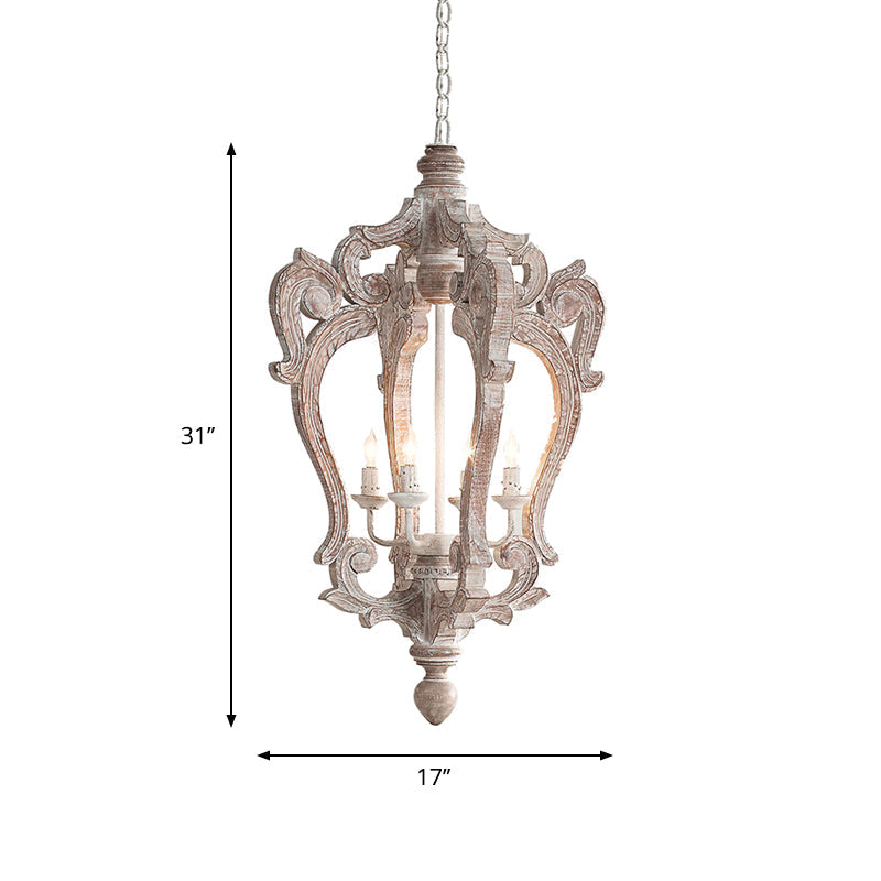 Plattelands Pavilion Hanglamp 1-Licht Verweerd Houten Hanglamp voor Woonkamer