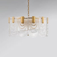 Gelaagde Heldere Textuur Glas Druppel Lamp Klassieke Eetkamer Chandelier Verlichtingsarmatuur in Messing