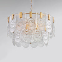 Gelaagde Heldere Textuur Glas Druppel Lamp Klassieke Eetkamer Chandelier Verlichtingsarmatuur in Messing