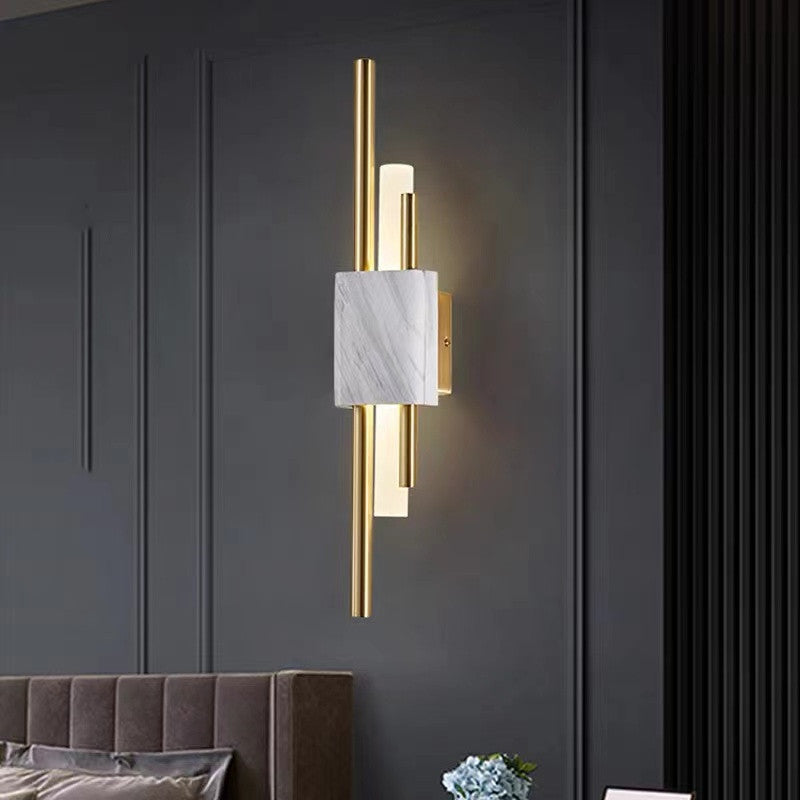Drena Moderne Lineaire Wandlamp Marmer. Wit/Groen/Goud. Woonkamer