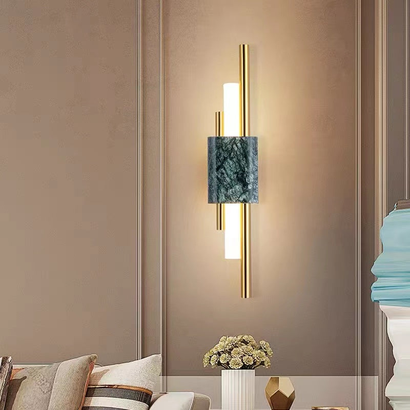 Drena Moderne Lineaire Wandlamp Marmer. Wit/Groen/Goud. Woonkamer