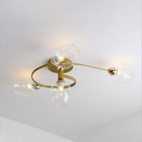 Valentina Flush Mount Plafondlamp, Glas, Zwart/Goud, Eetkamer