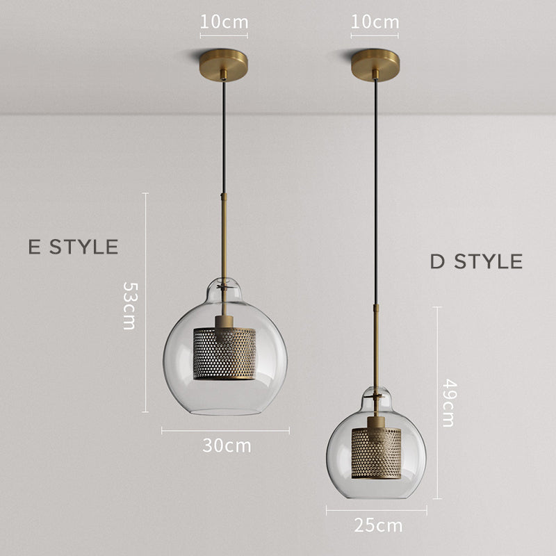 Hessa Hedendaagse Gouden Hanglamp, Glas, Globe/Cilindrisch