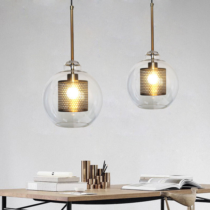 Hessa Hedendaagse Gouden Hanglamp, Glas, Globe/Cilindrisch