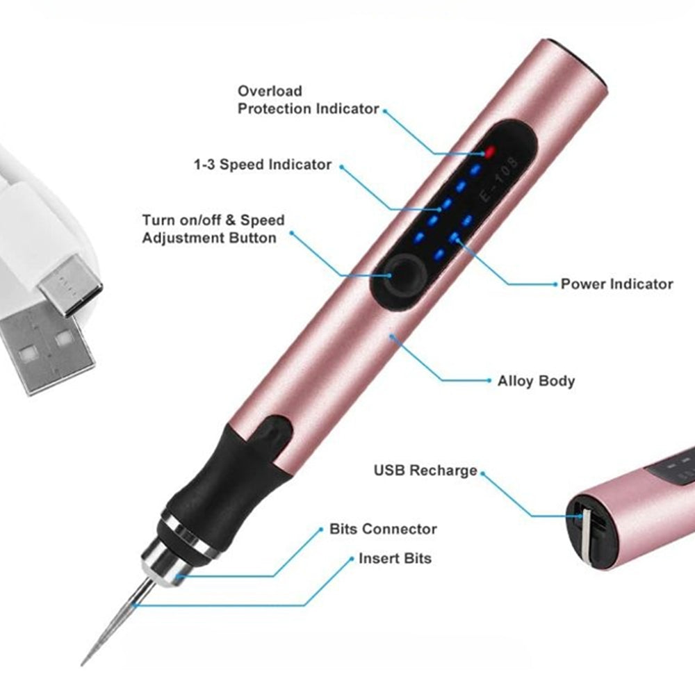 Skanto | USB-Oplaadbare Graveerpunt | Precis en Stil | Metaal, Verstelbare Snelheid