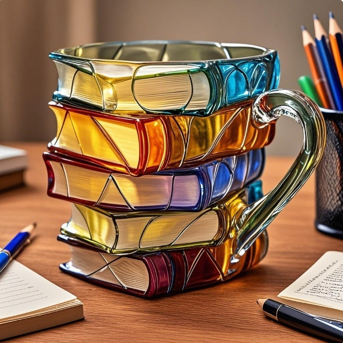 NovelMug | Handgeschilderde 3D boekenmok - unieke literaire mok, cadeau voor boekenliefhebbers