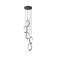 Zwarte Globe Multi Light Kroonluchter Eenvoudige Glazen Hanglamp voor Trappen