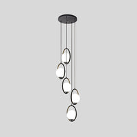 Zwarte Globe Multi Light Kroonluchter Eenvoudige Glazen Hanglamp voor Trappen