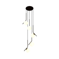 Zwarte Globe Multi Light Kroonluchter Eenvoudige Glazen Hanglamp voor Trappen