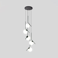 Zwarte Globe Multi Light Kroonluchter Eenvoudige Glazen Hanglamp voor Trappen