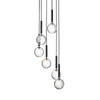 Zwarte Globe Multi Light Kroonluchter Eenvoudige Glazen Hanglamp voor Trappen