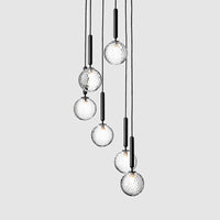 Zwarte Globe Multi Light Kroonluchter Eenvoudige Glazen Hanglamp voor Trappen