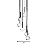 Zwarte Globe Multi Light Kroonluchter Eenvoudige Glazen Hanglamp voor Trappen