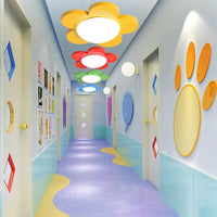 15"/23" Diameter Bloemvormige Hanglamp Kinderen Acryl LED Plafond Chandelier in Rood/Geel/Blauw/Groen voor Kinderkamer