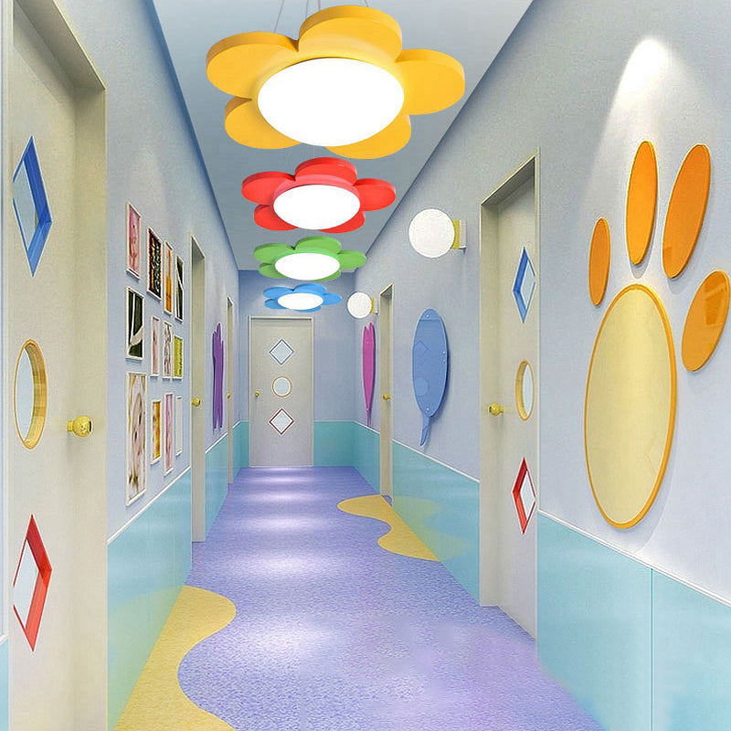 15"/23" Diameter Bloemvormige Hanglamp Kinderen Acryl LED Plafond Chandelier in Rood/Geel/Blauw/Groen voor Kinderkamer