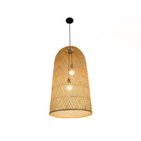 Bamboe Verlengde Hanglamp Aziatisch 2 Lichten Houten Hanglamp voor Woonkamer