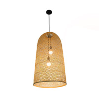 Bamboe Verlengde Hanglamp Aziatisch 2 Lichten Houten Hanglamp voor Woonkamer