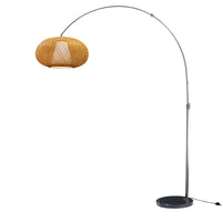 Visserslamp Staande Lamp Chinese Bamboe 1-Licht Houten Leesvloerlamp met Draaibare Kap