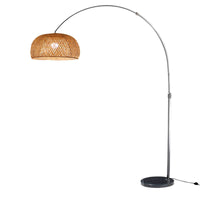 Visserslamp Staande Lamp Chinese Bamboe 1-Licht Houten Leesvloerlamp met Draaibare Kap