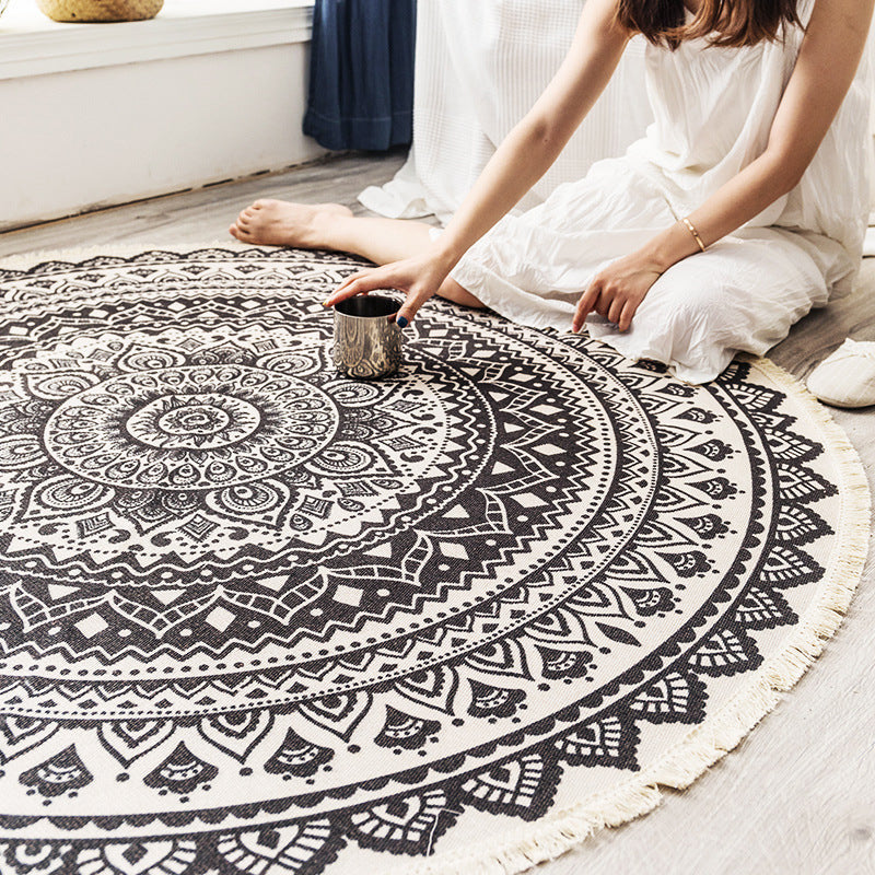 Ronde Boho Tapijt | Geometrisch Patroon van Katoen