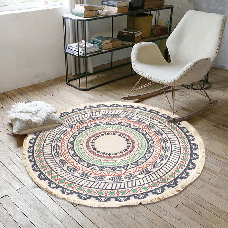 Ronde Boho Tapijt | Geometrisch Patroon van Katoen