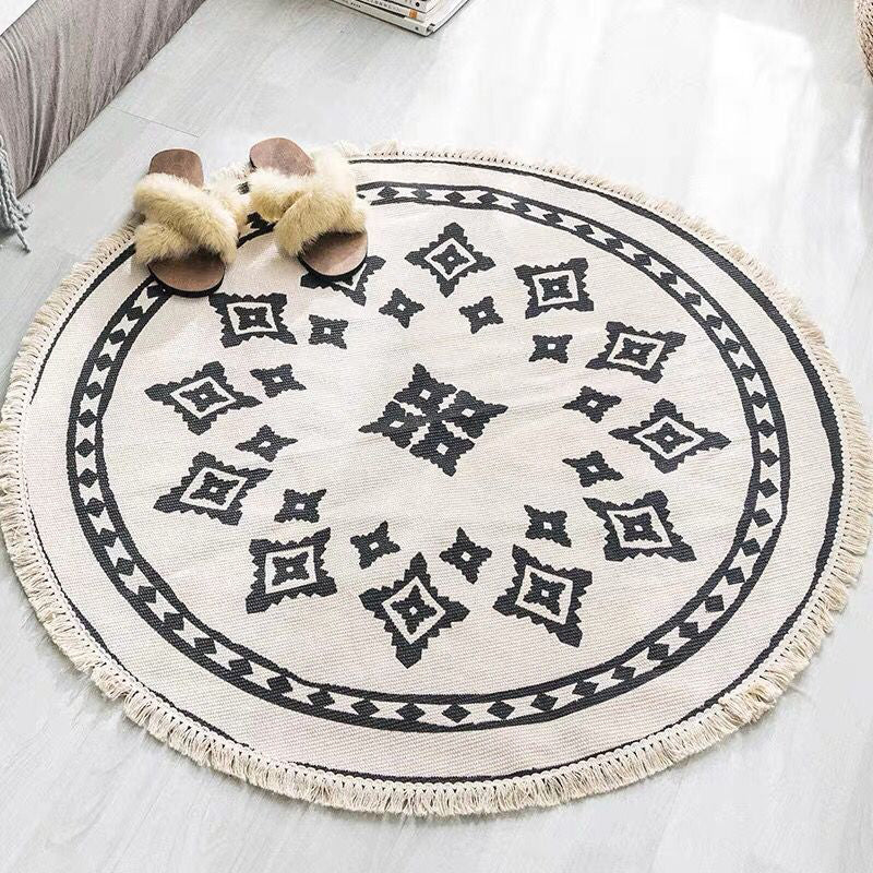 Ronde Boho Tapijt | Geometrisch Patroon van Katoen