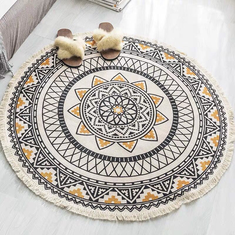 Ronde Boho Tapijt | Geometrisch Patroon van Katoen