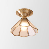 Enkele Lamp Flush Mount Verlichting Minimalisme Golfvormige Metaal Semi Flush Mount in Messing