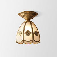 Enkele Lamp Flush Mount Verlichting Minimalisme Golfvormige Metaal Semi Flush Mount in Messing