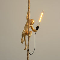 Moderne Aap Plafondlamp Hars Enkelvoudige Lamp Restaurant Hanglamp met Jute Touw