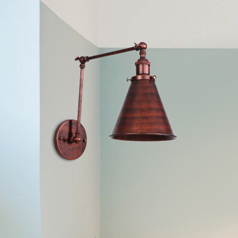 Boerderijstijl Conen Wandlamp 1 Lamp IJzeren Wandverlichting in Zwart/Roest voor Slaapkamer