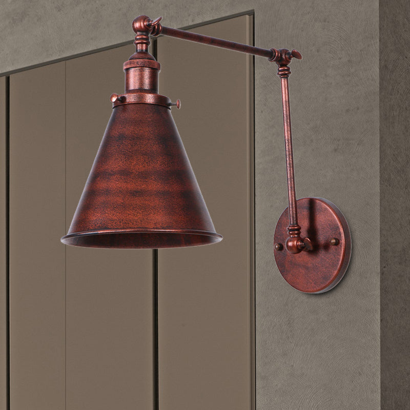 Boerderijstijl Conen Wandlamp 1 Lamp IJzeren Wandverlichting in Zwart/Roest voor Slaapkamer