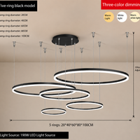 Arisha Hanglamp Tir-Kreis Ring Modern Zwart/Goud/Koffie Metaal Slaapkamer
