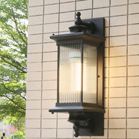 Enkele Lamp Wandmontage Licht Retro Rechthoekig Geribbeld Glas Wandverlichting voor Buiten