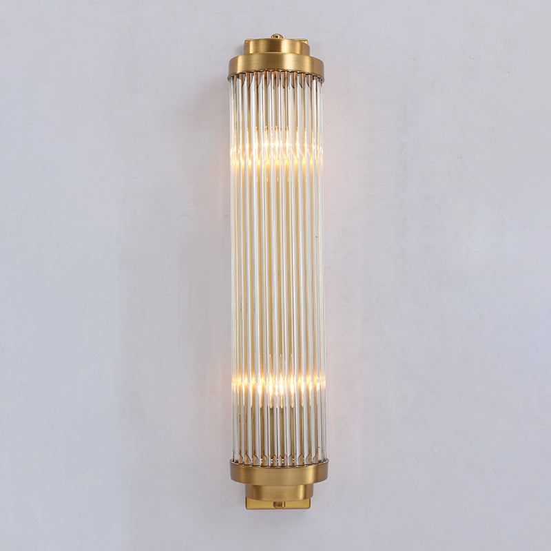 Contemporary Pillar Wandlamp Kristal 2 Koppen Woonkamer Muur Gemonteerde Lamp in Goud