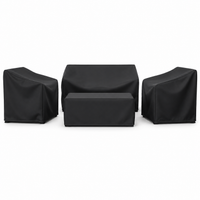 WeatherTone zwarte weerbestendige meubelhoezen voor loungeset met bank, twee stoelen en tafel op witte achtergrond