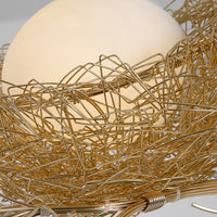 Artistry Melk Witte Glazen Bal Kroonluchter Hanglamp 1/2/3-Licht Gouden Hanglamp met Vogels en Handgenaaid Aluminium Nest