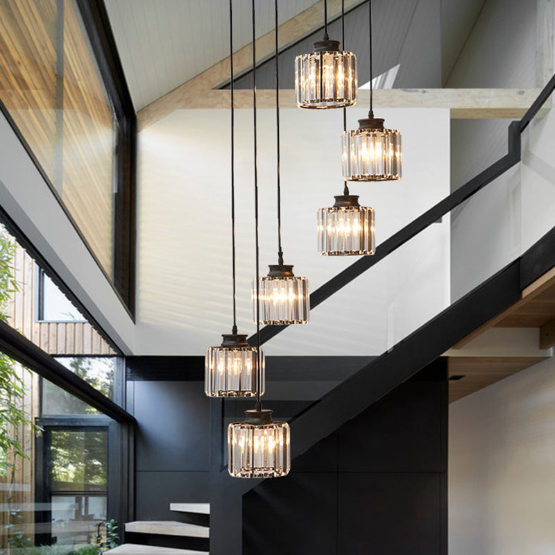 Cilinder Trap Multi Plafondlamp Helder Kristal Moderne Hanglamp