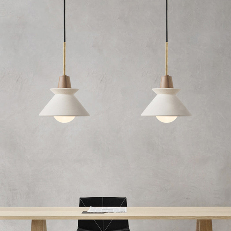 Bowl Shade Plafondlamp Simplicity Cement Enkele Eetkamer Hanglamp in Wit