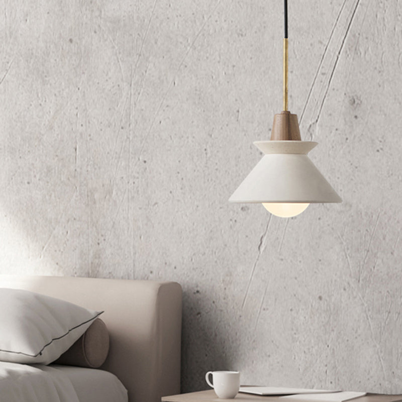 Bowl Shade Plafondlamp Simplicity Cement Enkele Eetkamer Hanglamp in Wit