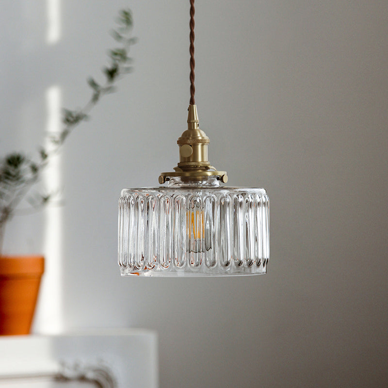 Industriële Drum Plafondlamp Enkele Glazen Hanglamp in Goud voor Restaurant