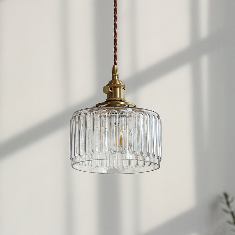 Industriële Drum Plafondlamp Enkele Glazen Hanglamp in Goud voor Restaurant