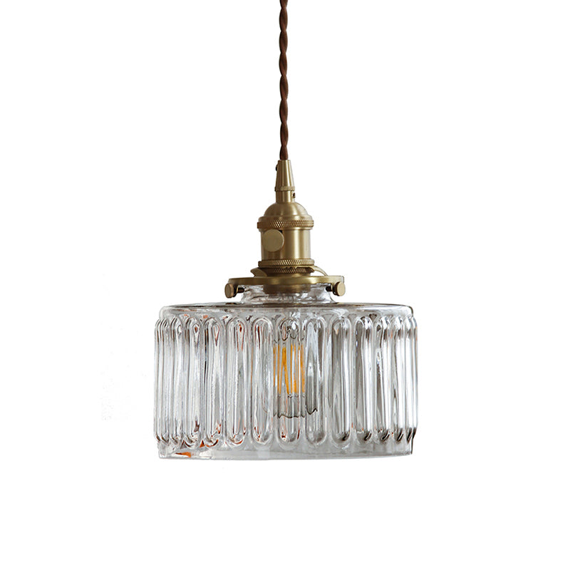 Industriële Drum Plafondlamp Enkele Glazen Hanglamp in Goud voor Restaurant