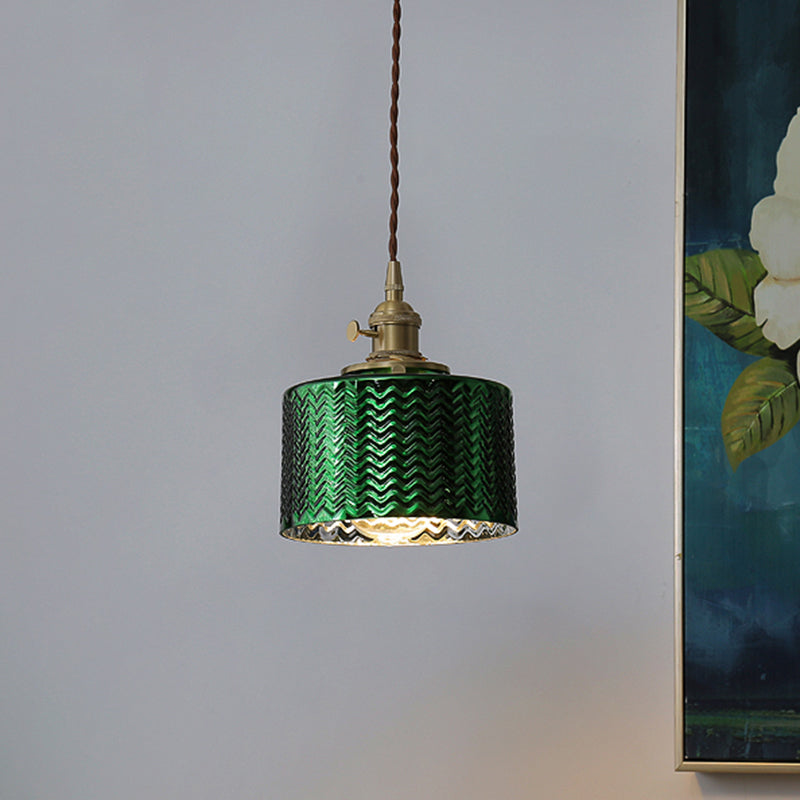 Industriële Drum Plafondlamp Enkele Glazen Hanglamp in Goud voor Restaurant
